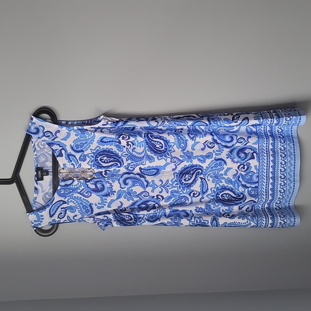 MSK Blue and White Paisley Blouse